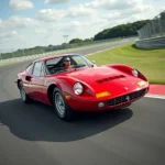 Ferrari Red Sports Car on Racetrack