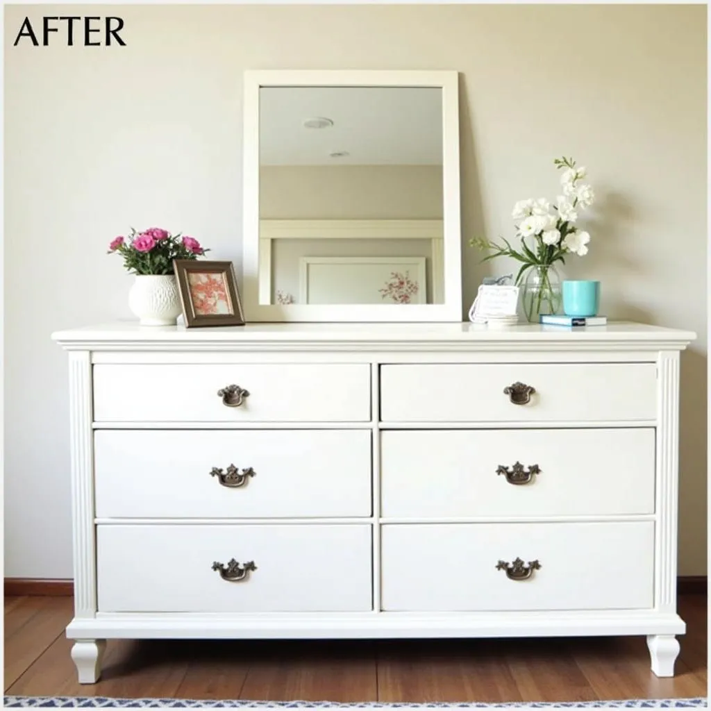 The finished white dresser