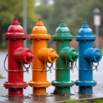 Different Colored Fire Hydrants