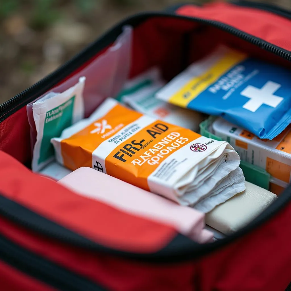 First Aid Kit Essentials with Colorful Bandages