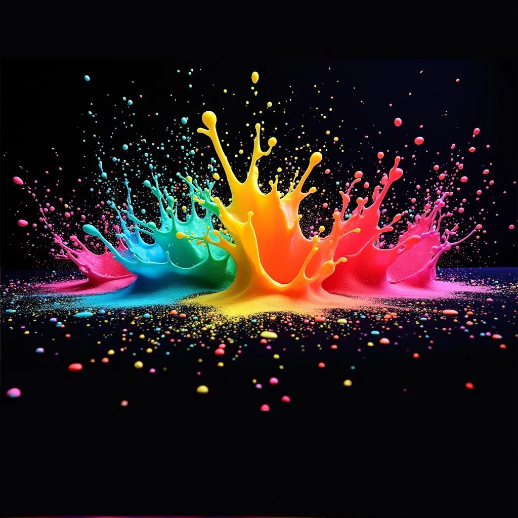 Vibrant Fluorescent Paint Splashes