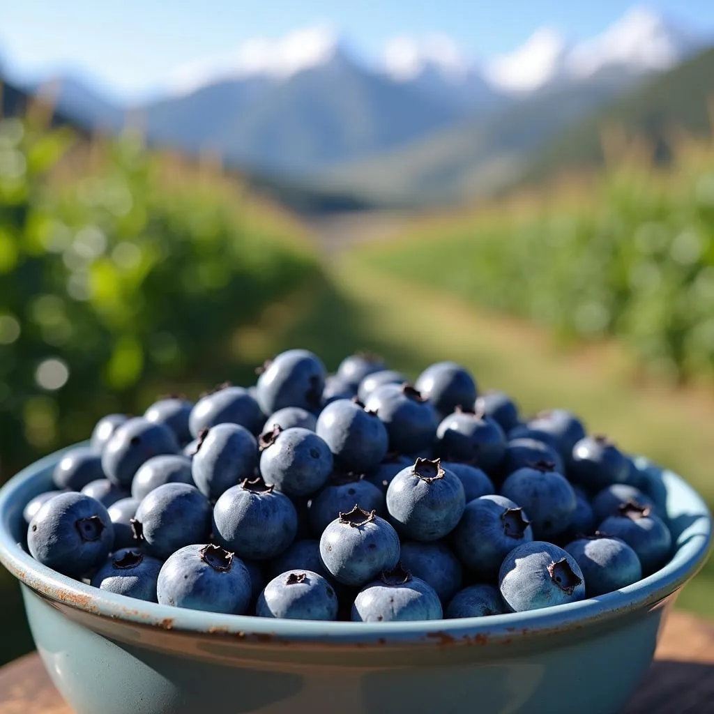 Freshly picked blueberries in Colorado