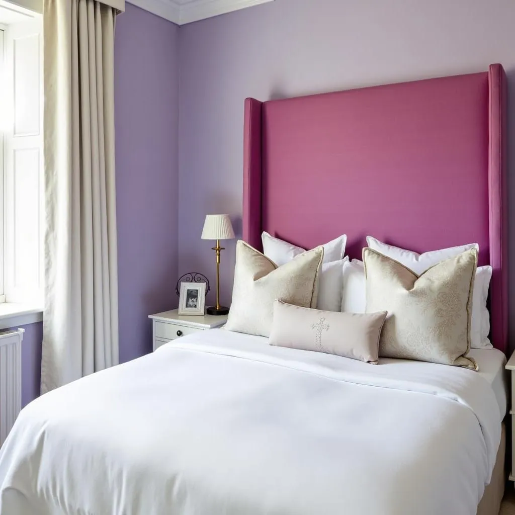 Bedroom with fuchsia and purple accents