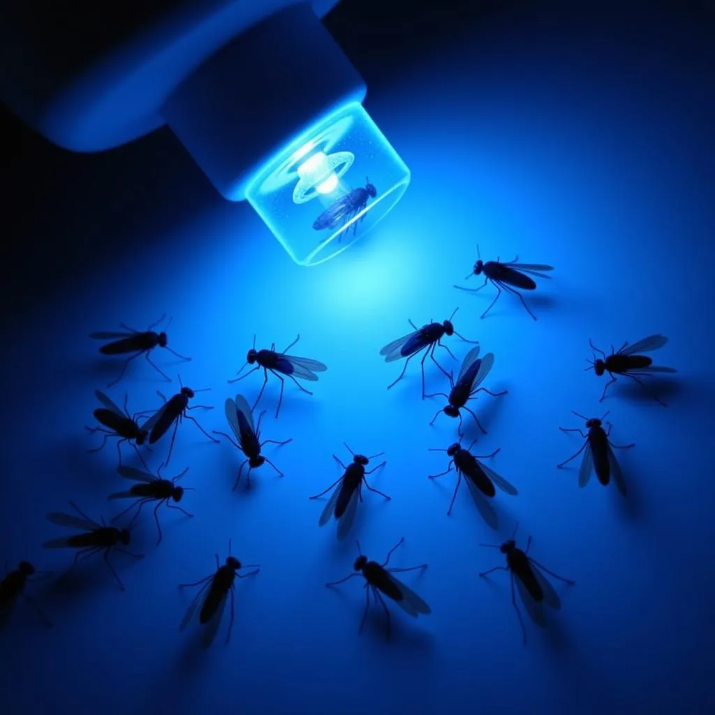 Gnats surrounding a blue light trap