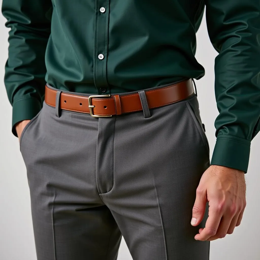  Stylish Man in Gray Pants and a Green Shirt 