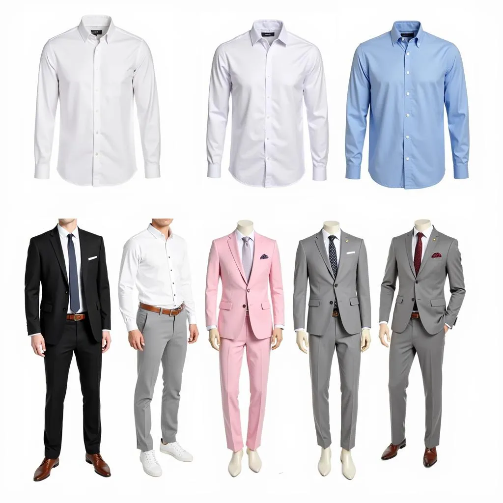 Different color shirts paired with a gray suit