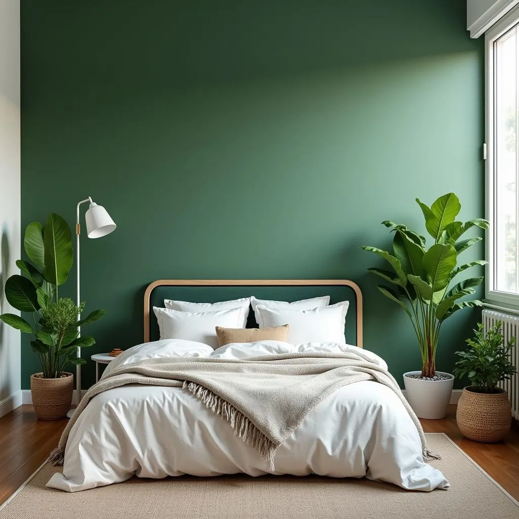 Green Bedroom With Plants