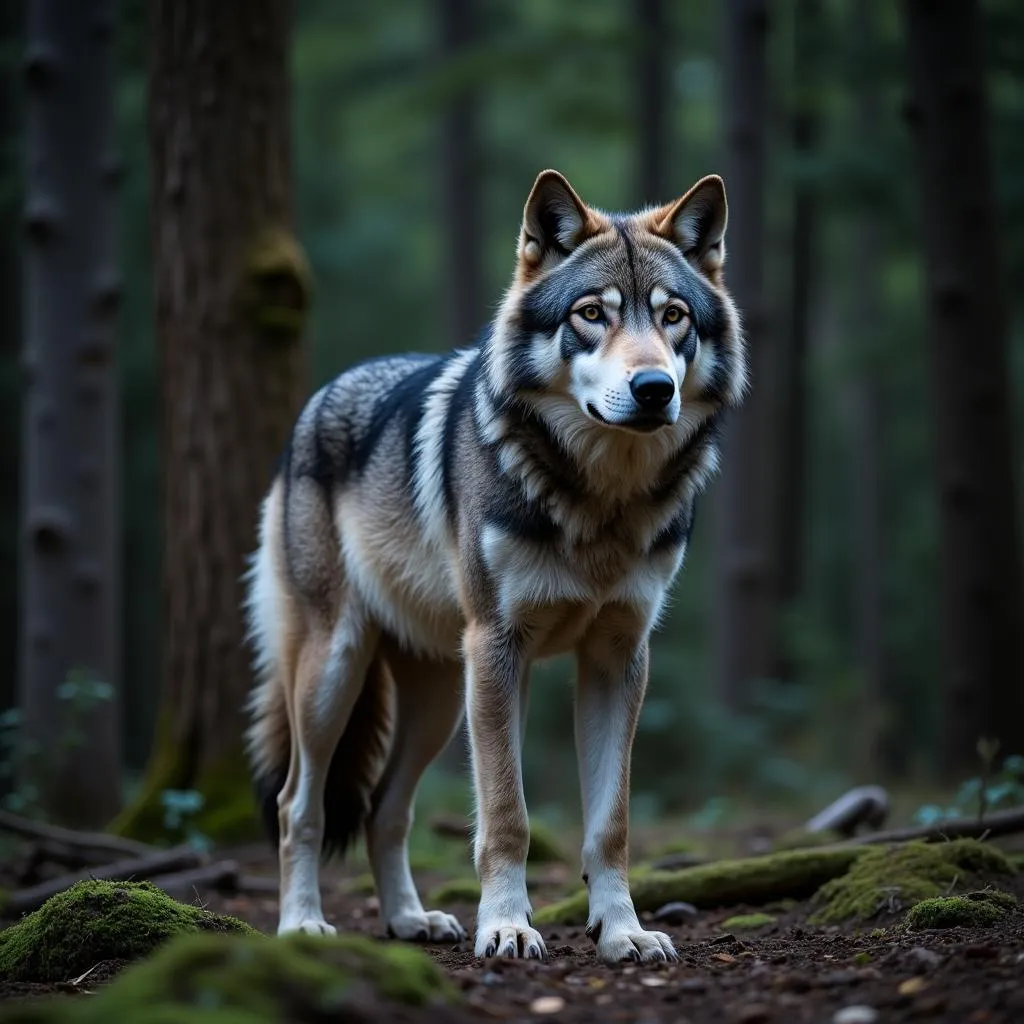 Grey Wolf in a Forest