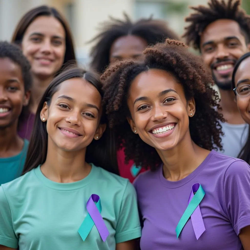 People Wearing Suicide Awareness Ribbons