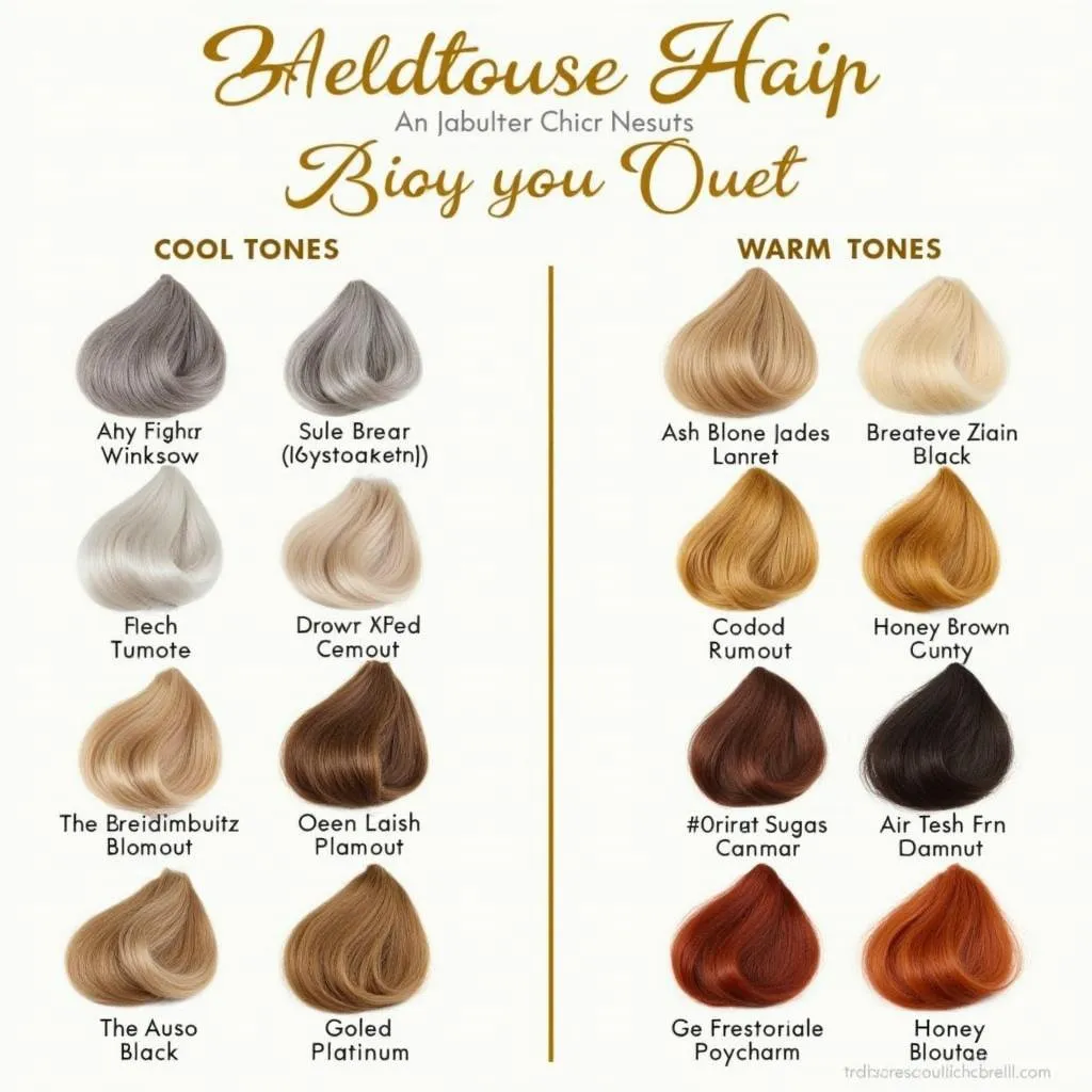 Hair color chart with cool and warm tones