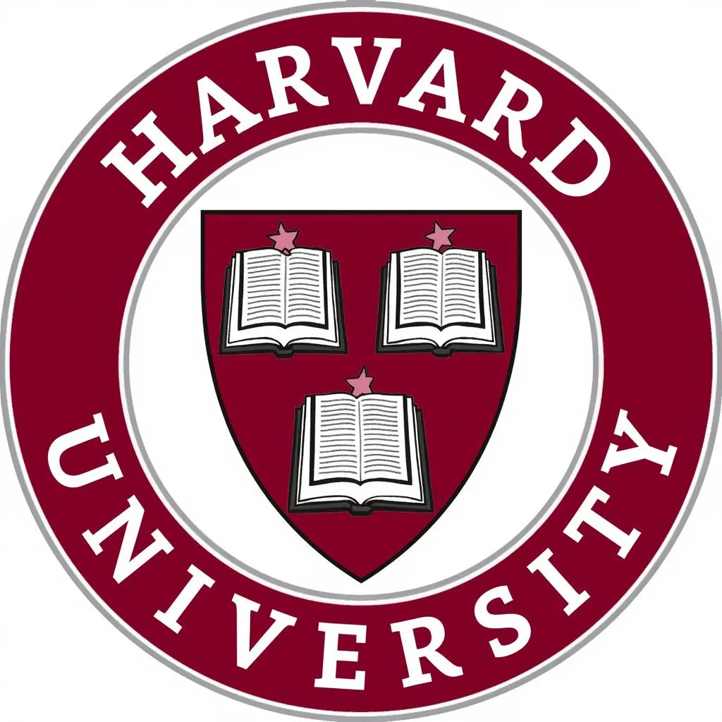 Harvard University seal with prominent crimson color