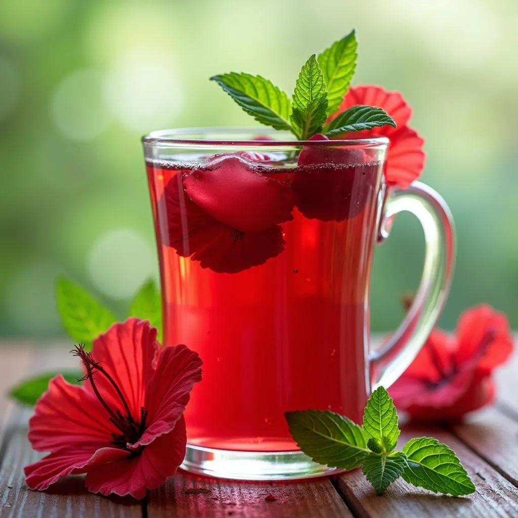 A glass of refreshing hibiscus tea.