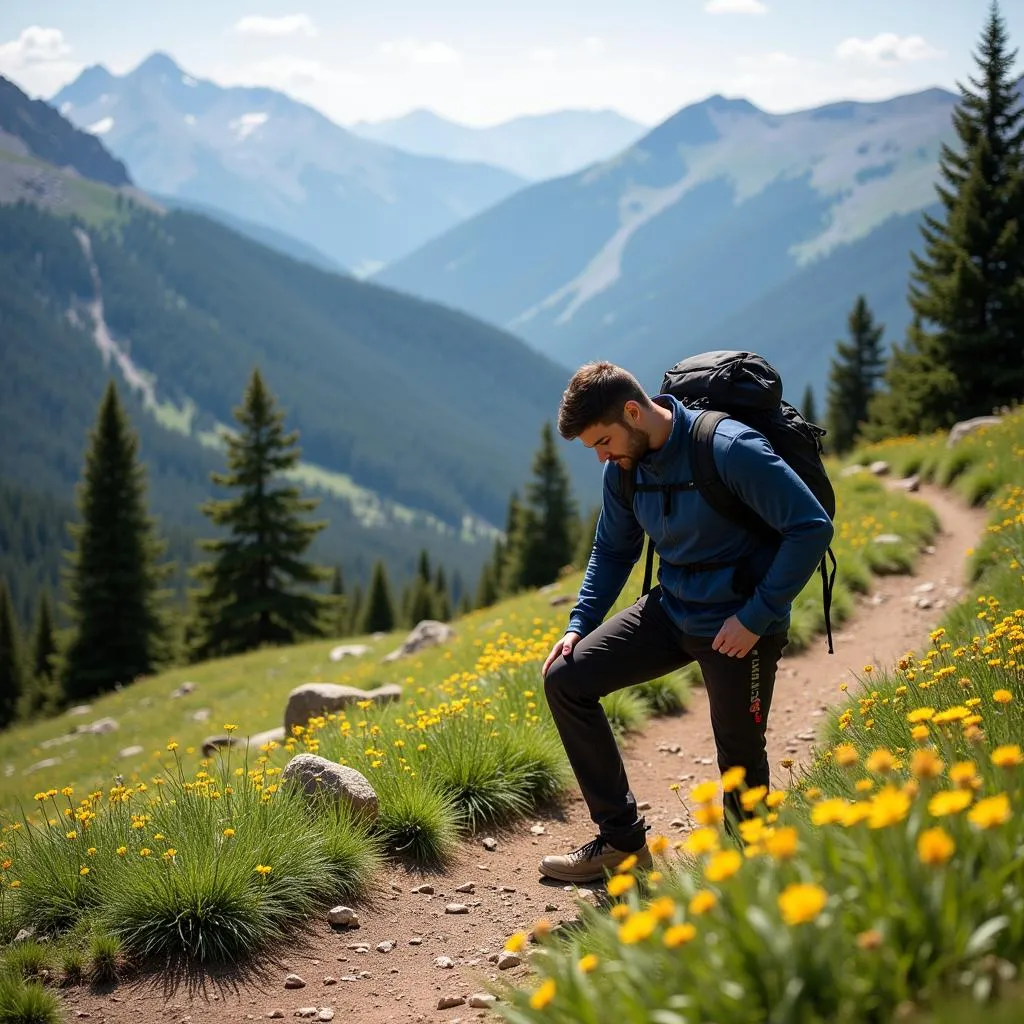 Hiker on a Mountain Trail in Colorado