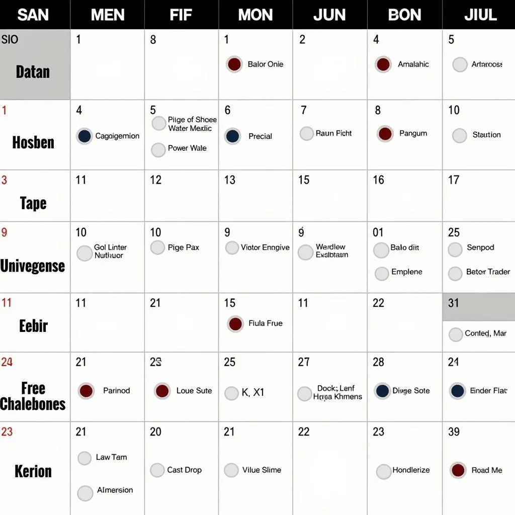 Calendar with marked dates for Hoka shoe releases