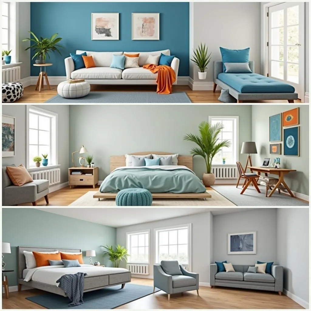 Home Interior with Different Color Schemes