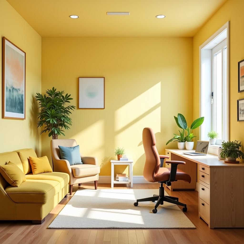 Home Office in Soft Yellow