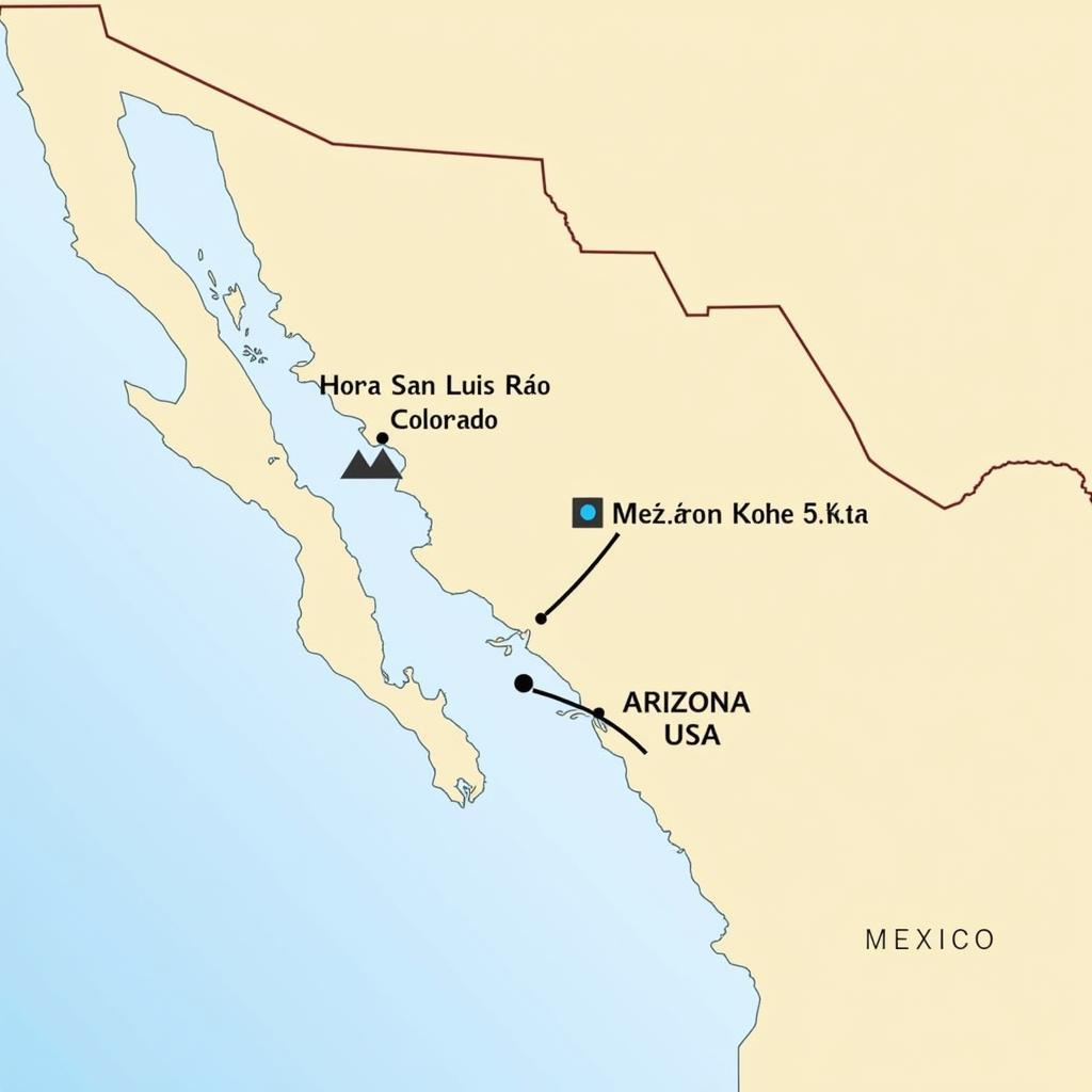 Map highlighting Hora de San Luis Río Colorado's time zone