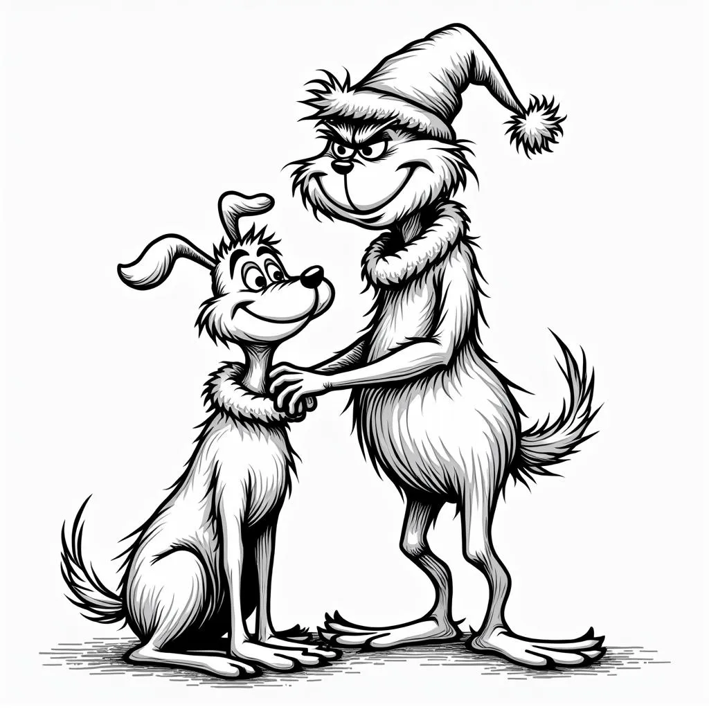 Grinch and Max coloring page