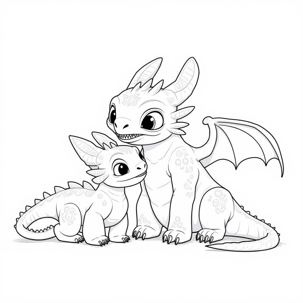 Toothless and Hiccup Coloring Page