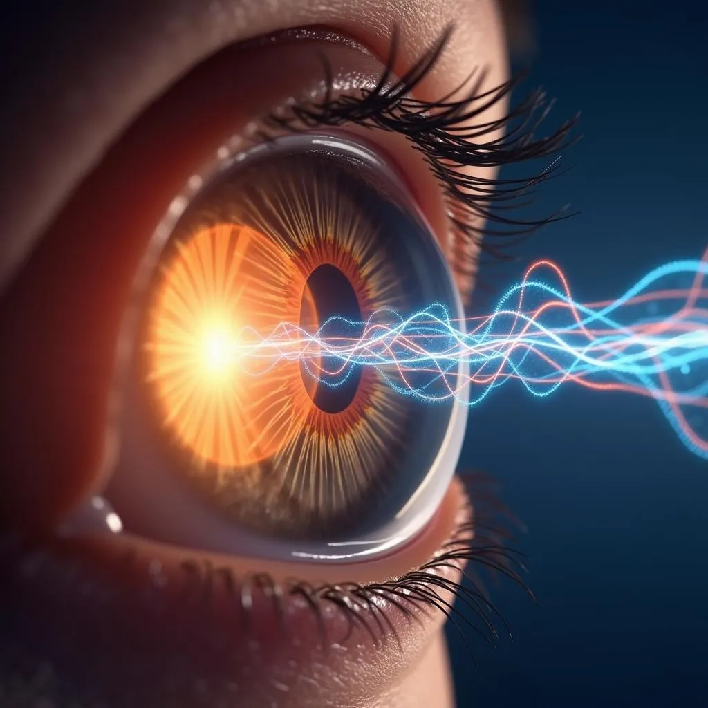 Human Eye Perceiving Light Waves