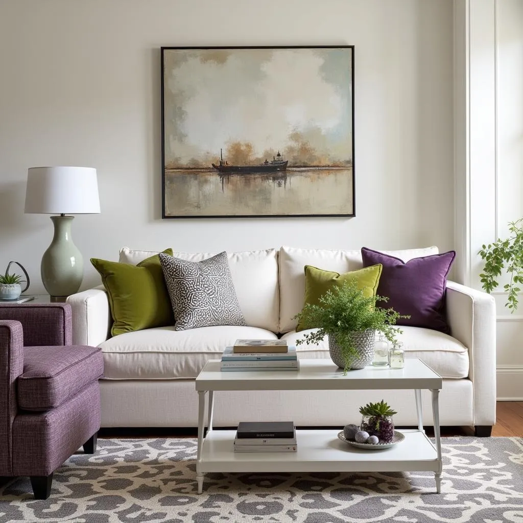 Interior Design with Green and Purple Accents