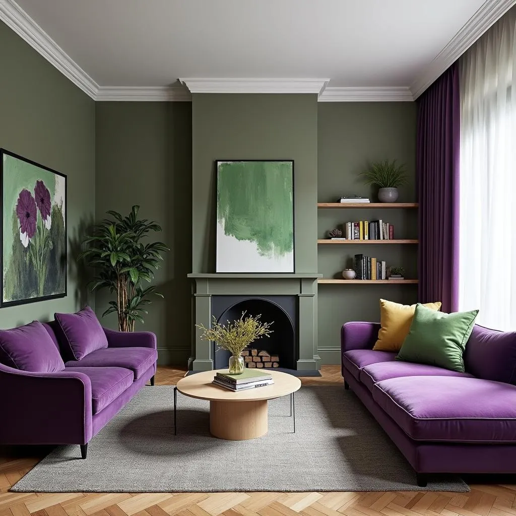 Purple and Green Living Room