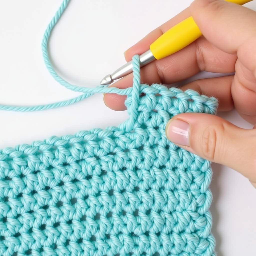 Knotless color change in crochet example