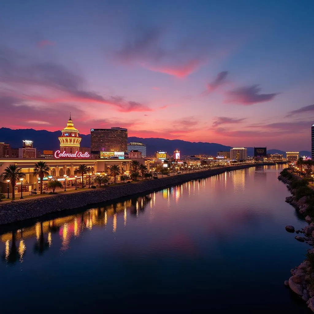 Laughlin Riverfront Casinos at Dusk