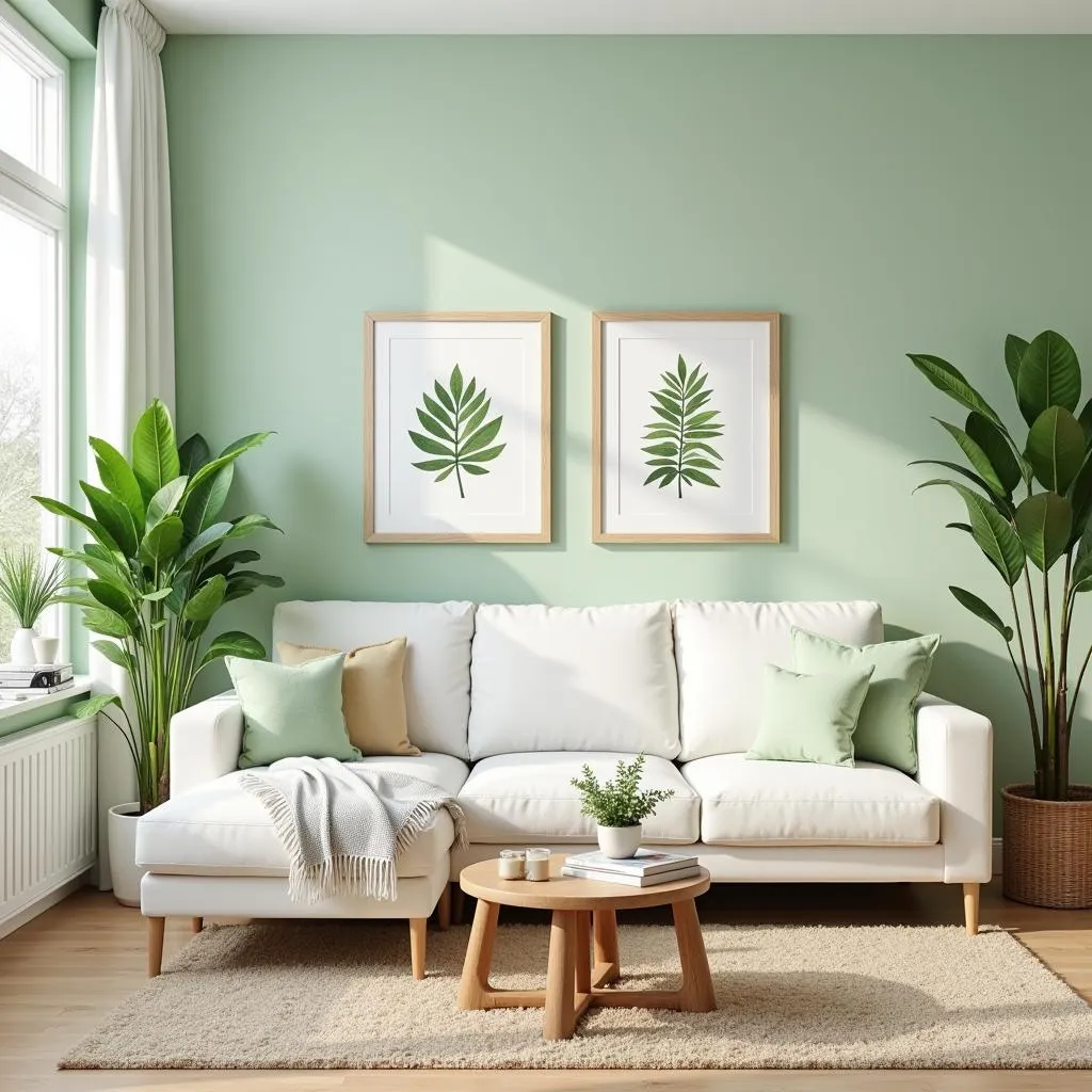 Light Green and White Living Room