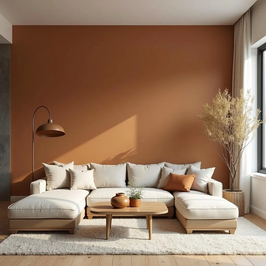 Living Room with Ochre Accent Wall