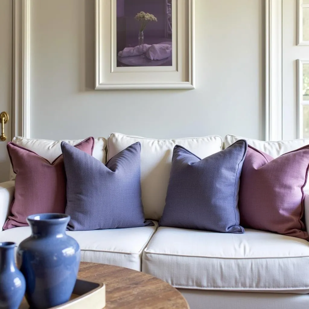 Living Room with Purplish Blue Accents