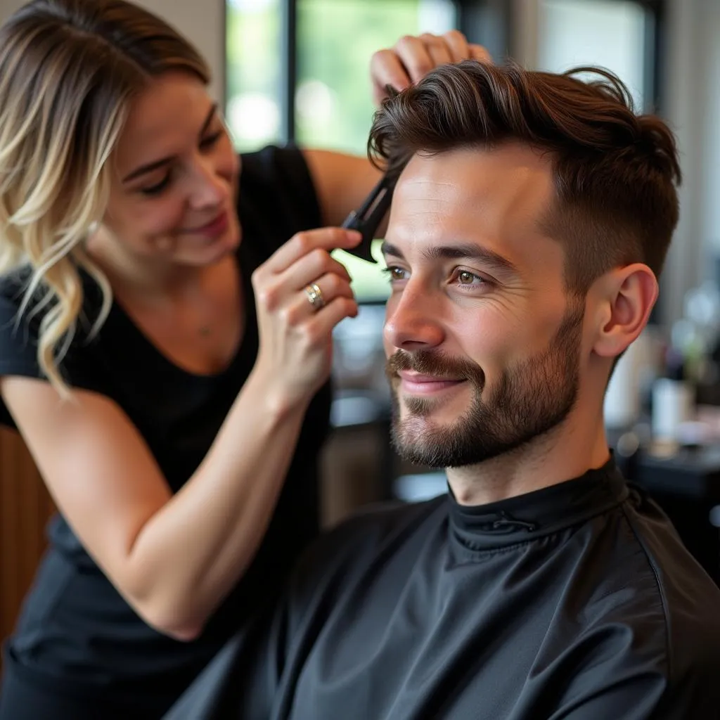 Man Getting His Hair Colored in a Salon