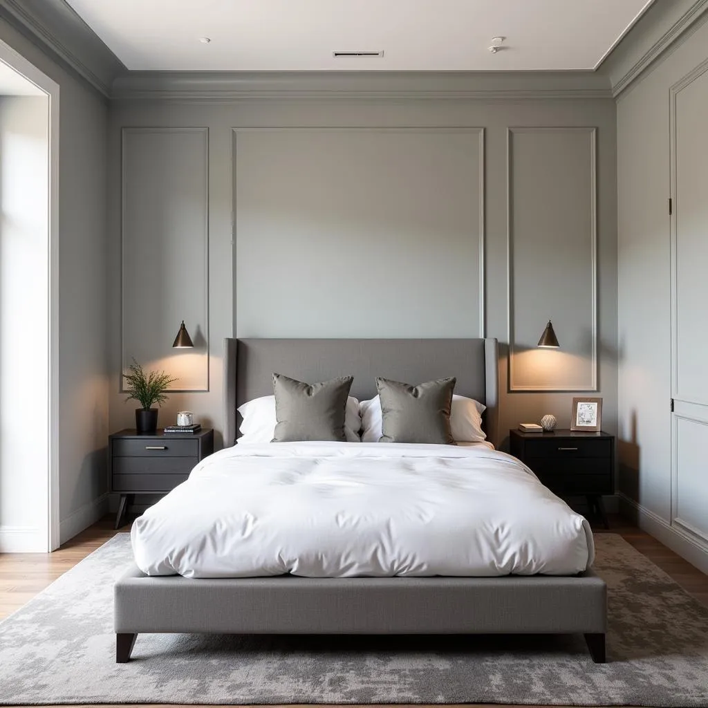 Matching crown molding in a modern bedroom