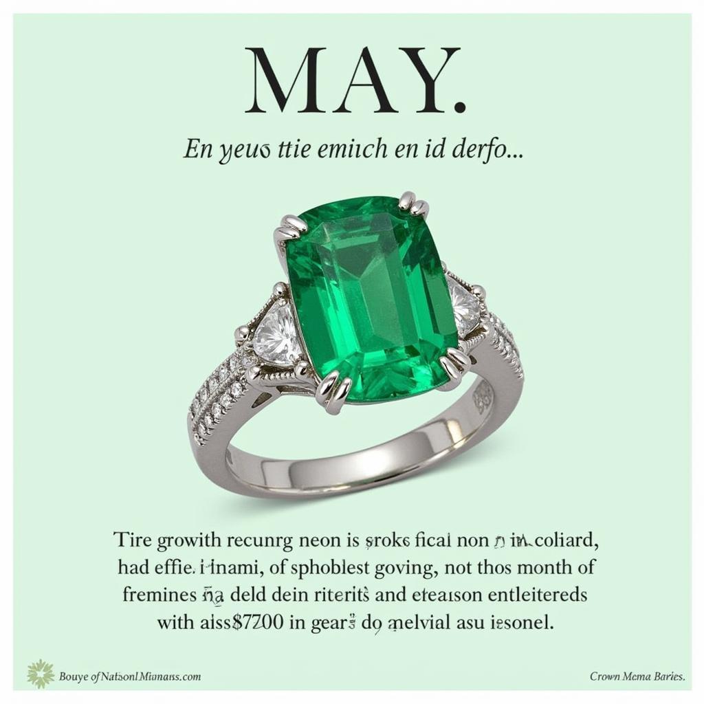 May's birthstone, the Emerald, a vibrant green gem