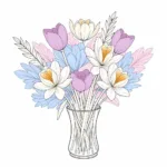 May Flower Coloring Page with Pastel Palette