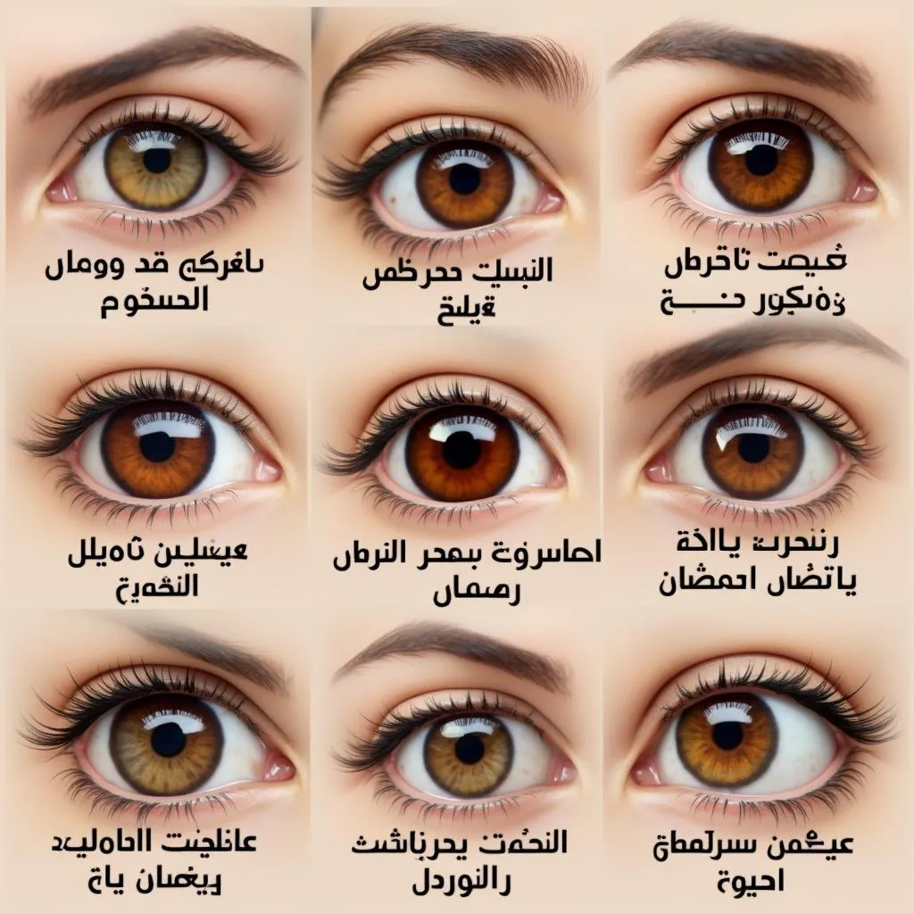 Collage of eyes showcasing various shades of brown and hazel, common in the Middle East.