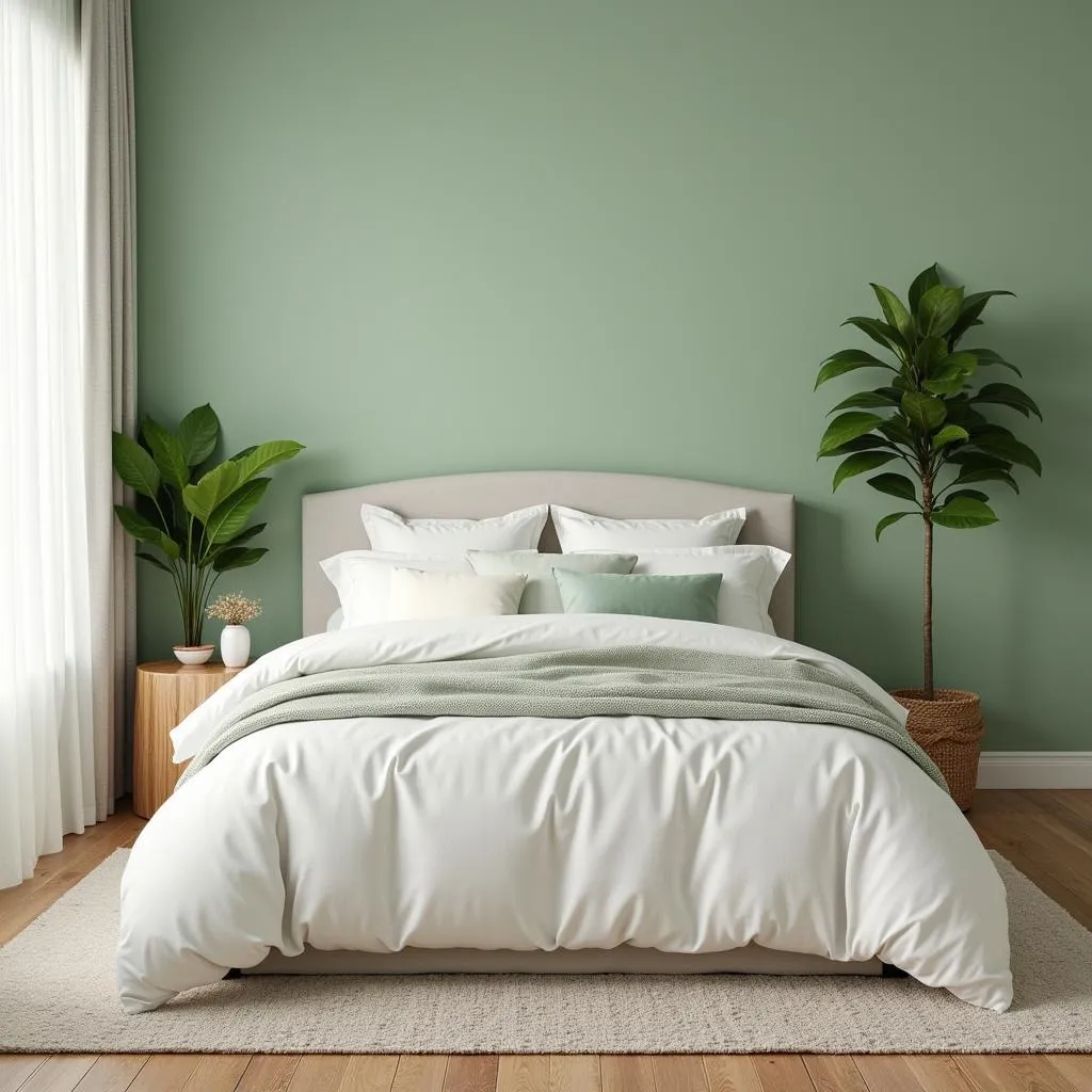 Mint Green Bedroom with Sage Green Accent Wall