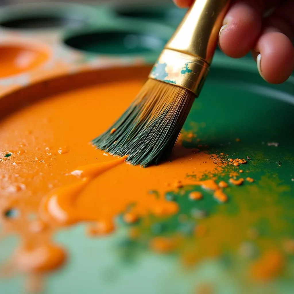 Mixing Orange and Green Paint