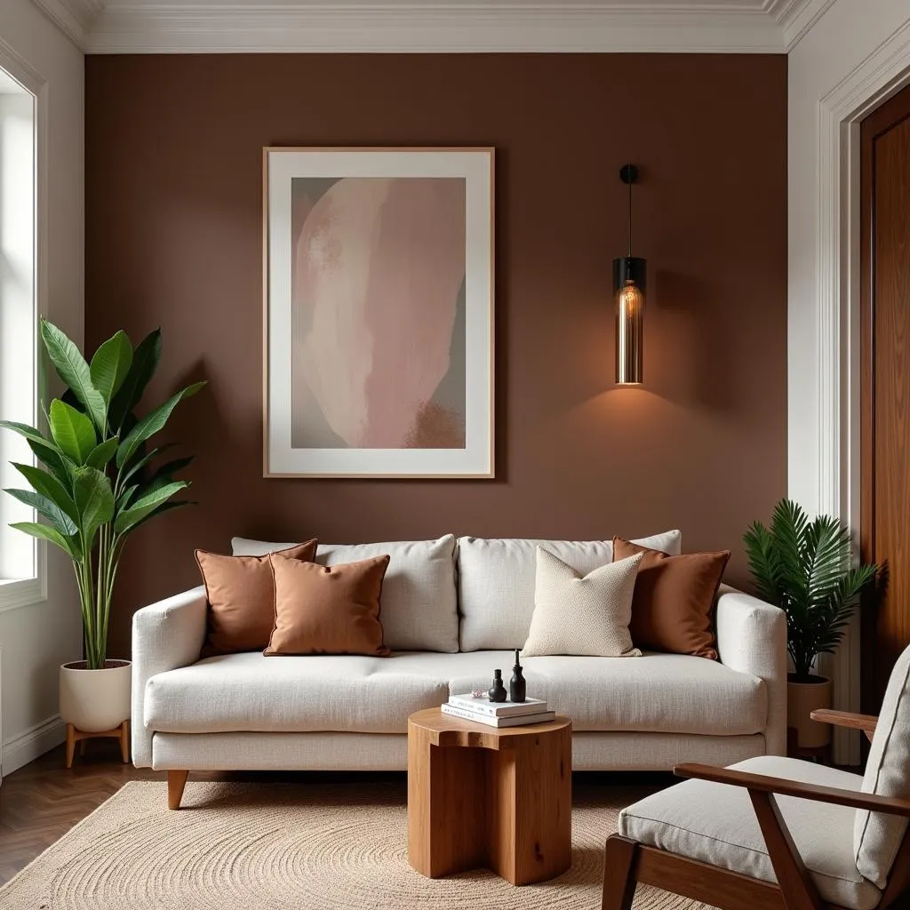 Living Room Decor in Mocha Brown