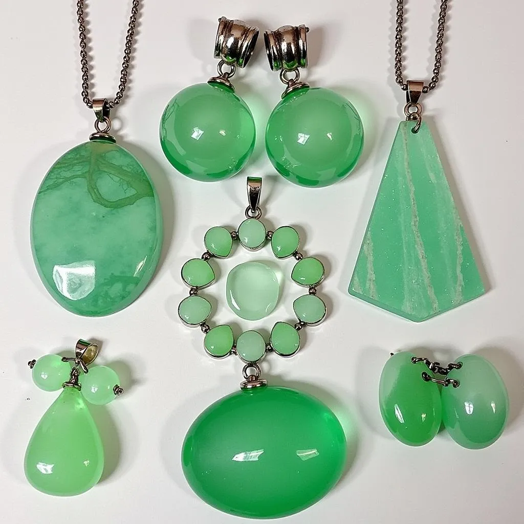 Modern jewelry made with uranium glass