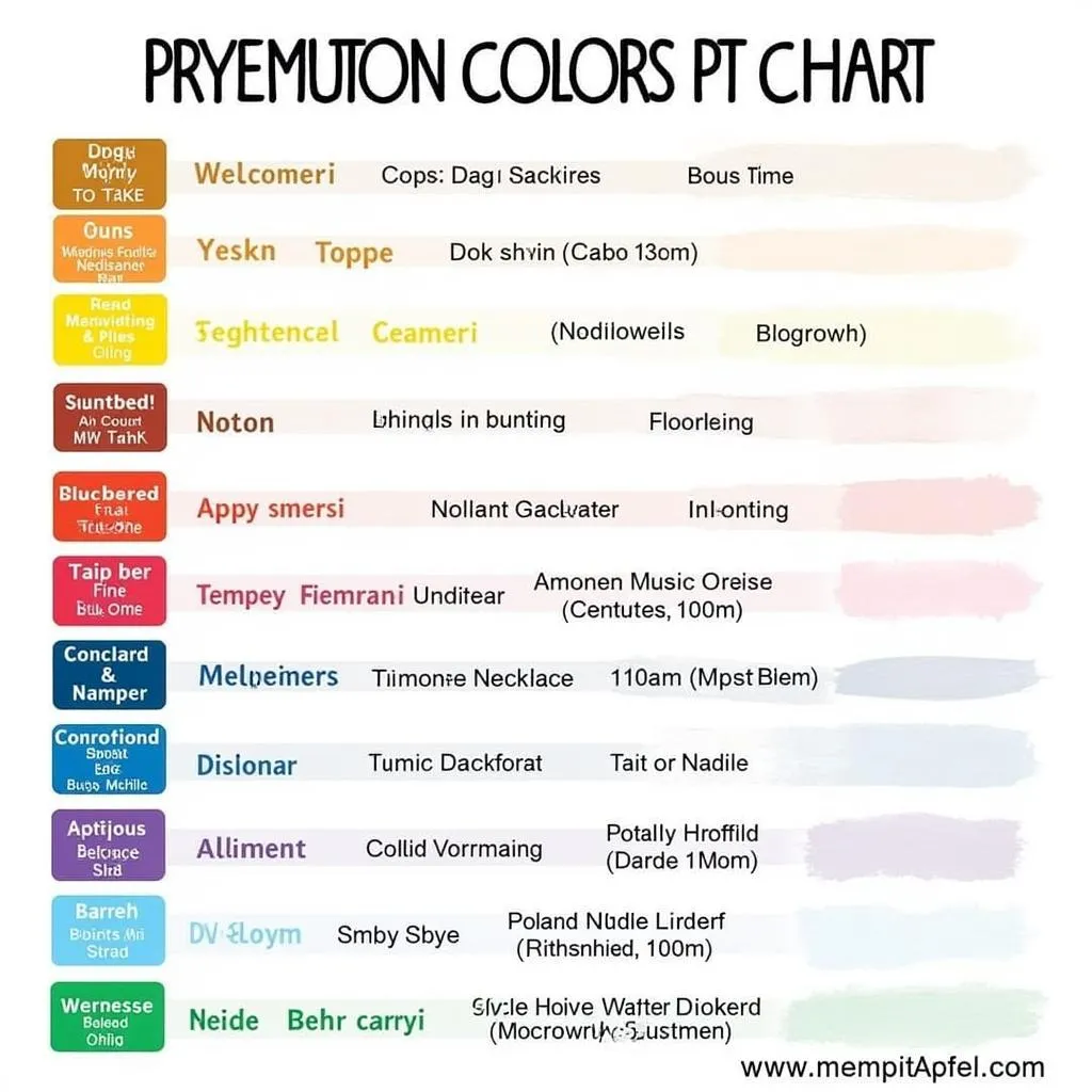 Mood Necklace Color Chart