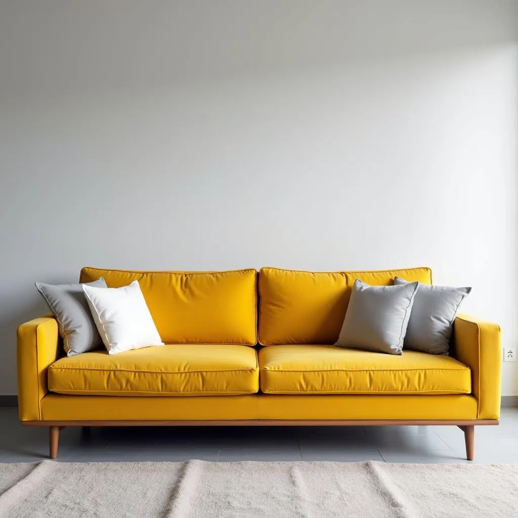 Mustard yellow and gray living room