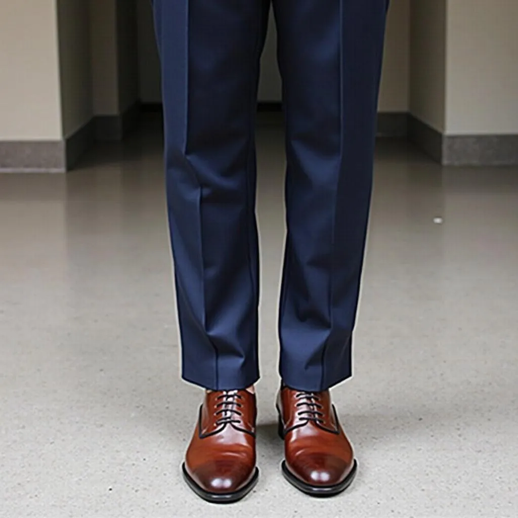 Navy Suit with Brown Shoes