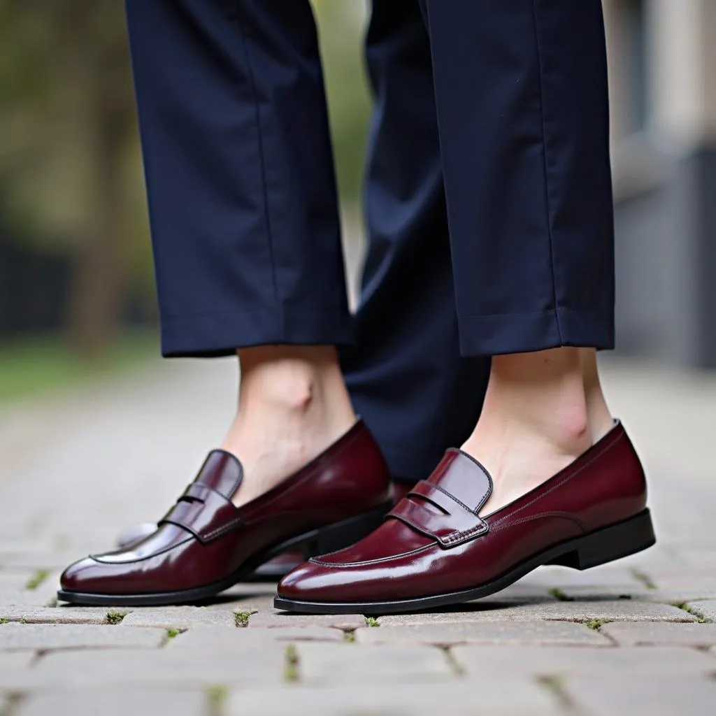 Navy Suit with Burgundy Shoes