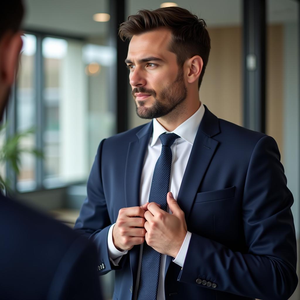 Navy Suit for a Business Meeting