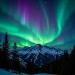 Northern Lights over Colorado Mountains