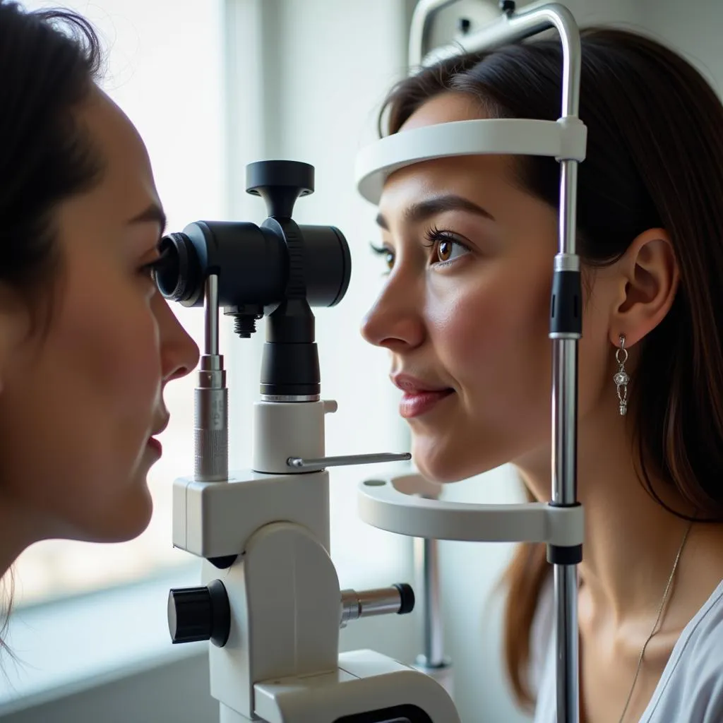 Optometrist Examining Patient's Eyes