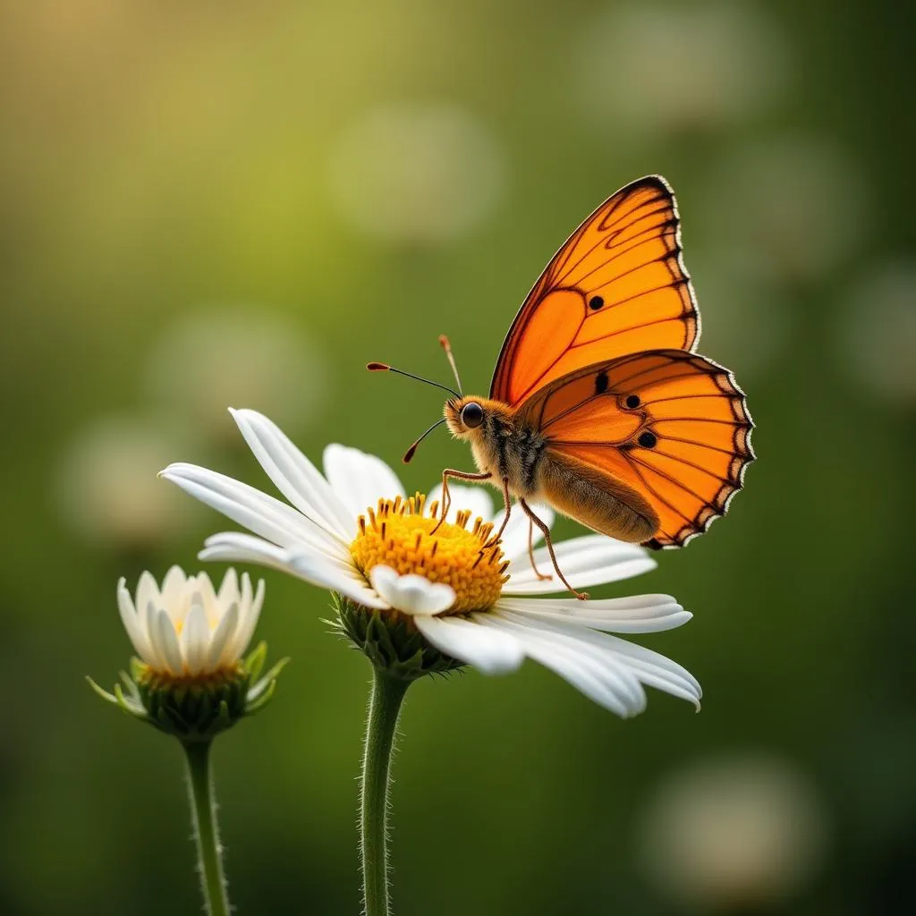 Orange butterfly on a flower