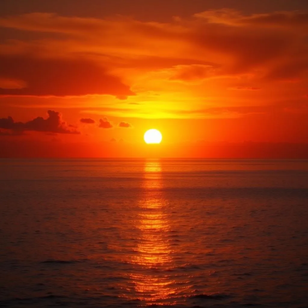 Orange sunset over the ocean