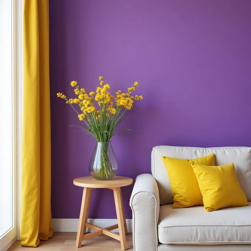 Painting a Wall Purple with Yellow Accents